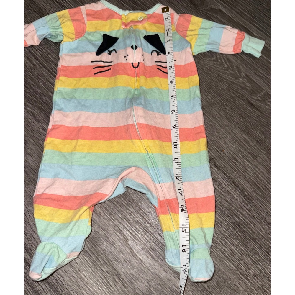 Gerber Baby Girls Striped Cat Sleep 'N Play footed sleeper - Picture 2 of 3